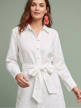 GO SILK 100% Linen Tie Front Top